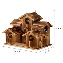 Puyikes Large Bird Houses for Outside with Bird Feeder,Outdoor 5 Hole Bird House Room for 5 Bird Families,Large Bird House for Bluebird Finch Cardinals Hanging Bird House for Garden