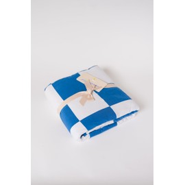 Soft Oversized Throw Blanket - Super Cozy Adult Size Large Checkered Blankets for Gameday, Stadium Approved - Lightweight Jersey Knit Comfort Throws 57x72 Inch Long (Blue & White)