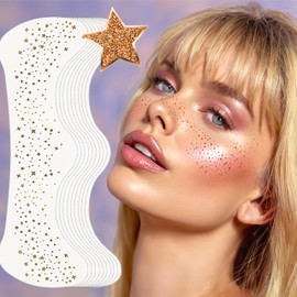 Glitter Freckles Face Tattoo, 10 Pcs Brown Face Glitter Freckles for Women, Face Glitter for Women, Face Glitter for Kids, Fake Sparkle Freckles (Brown)