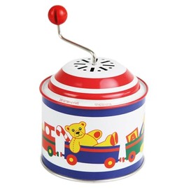 LENA 52756 Musikdrehdose Spielkiste, Musikdose ca. 10,5 x 7,5 cm, Blechdrehdose mit Melodie Der Frühling, Drehdose aus Metall, Drehorgel für Kinder ab 18 Monate, Orgel mit Motiv, Mehrfarbig