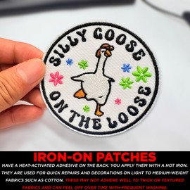Funny Goose on The Loose Patch 3" Funny Meme Embroidered Patches for Backpack, Hat, Jackets, Iron On Sew On Patch, Uniform DIY Embroidery PVC Patches Gift, Accessories for Him Her 3 Inches