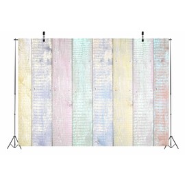 Loccor 8x6ft Fabric Colorful Wood Backdrop Newborn Baby Shower Graduation Anniversary Banner Birthday Party Decoration Product Photography Background Tapestry Selfie Photo Booth Studio Props