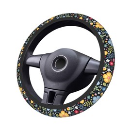 Cute Flower Steering Wheel Cover 15 Inches for Women Men, Neoprene Anti-Slip Floral Car Steering Wheel Grip Wrap Car Accessories Protective Case Cover for Vehicle Truck SUV