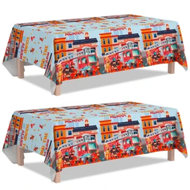 Fire Truck Tablecloth, 3 Pcs Firefighter Party Tablecloth Set - Fire Truck Birthday Tablecloth, Firefighter Party Table Cover & Firetruck Birthday Party Tablecloth