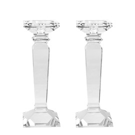 DONOUCLS Crystal Candlestick Holders 2 Pack- Clear Crystal Taper/Pillar Candles Holder– Table Centerpieces for Party and Wedding Decoration(10.6in Tall)