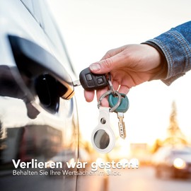 EAZY CASE - Schlüsselanhänger für AirTag Anhänger Hülle Silikon Weiß AirTags Schutzhülle Air Tracker Schlüsselanhänger mit Schlüsselring geeignet auch als Air Tag Anhänger für Kinder, Katze, Hund