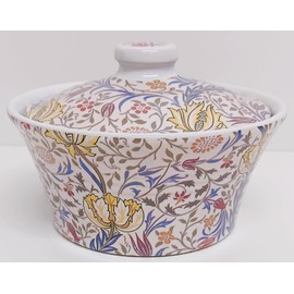 Rainbow Decors William Morris Flora Casserole with Lid 500 ml 17 oz Art Nouveau Fantasty Flowers Oven to Table Bakeware Serving Dish Hand Decorated in UK