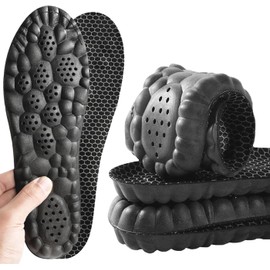 Plantillas Memory Foam Fascitis Plantar,Plantillas de Gel para Mujer y Hombre,Tejido de grafeno Desodorante,Antideslizantes,Alivio De Dolor En Pies,Cortables,para Zapatillas (Negro, 37-38)