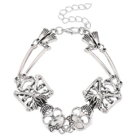 IXDEAXLY Punk Stainless Steel Skull Linked Chain Bracelet Skull Jewelry for Men and Women-Style B