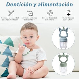 Chupete de Frutas,Mordedor sin BPA para Niños,Bandeja Congeladora de Comida de Frutas para Niños,Comedero para la Dentición y la Autoalimentación (Verde)