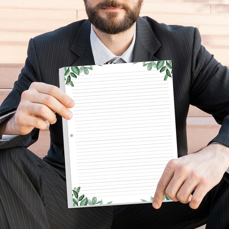 A4 Lined Refill Paper, 3-Hole Punched Ruled Filler Paper, 100Sheets