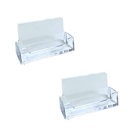 CompleteShopfittings 1 Tier Landscape Business Card Holder Business Card Stands Acrylic Card Display Desk Stand Holder for Businessman, Home & Office Use (Pack of 2) (Style A)