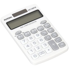 オーロラジャパン ハンディ電卓 12桁表示 税計算機能付 ホワイト HC120TX-W