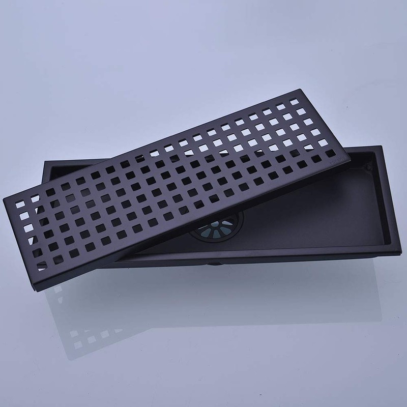 Orhemus Linear Shower Floor Drain with Removable Cover Grid Grate