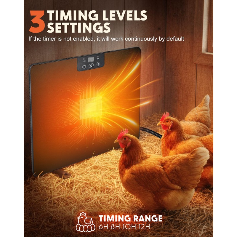 Torlaist 2026 Upgraded Chicken Coop Heater, 200W Chick Brooder Heating