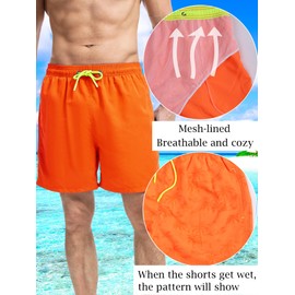 SERENYOU Mens Swimming Shorts Breathable Quick Dry Swim Trunks Youth Beachwear Orange M