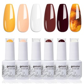 Arte Clavo 8ml Gel Nail Polish with Blooming Gel Amber Attraction, 5Colors Gel Polish White Burgundy Gel Polish 1pcs Clear Blooming Gel Polish Soak Off Nail Art Gifts for Women S602…