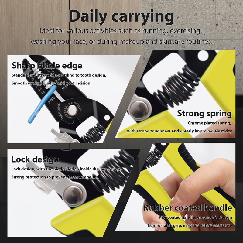 ASIRYVA 10-22 AWG Multi Gauge 7" Precise Wire Strippers, Cable