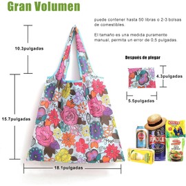 [6 Piezas]Bolsas Plegables Reutilizables, Bolsas de Comestibles, Bolsa De Compra Ecológico, Alta Capacidad, Bolsas de Supermercado para Frutas,Verduras y Despensa Paquete de Compra
