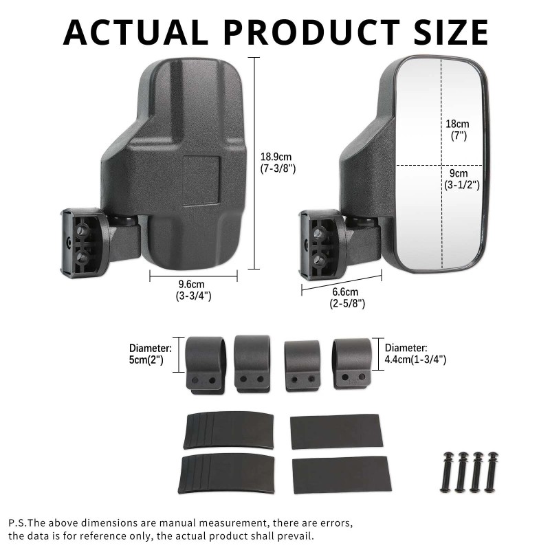 KEEPDSGN UTV Rear View Mirror Mirrors Set 1.75" 2" Bar