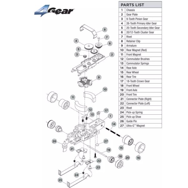 Autoworld NEW Auto World 4Gear Chassis Tuneup Parts Armature Motor