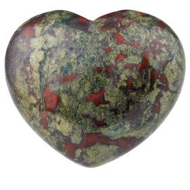 Rockcloud Healing Crystal 1.6 inches Dragon Blood Stone Heart Love Carved Palm Worry Stone Chakra Reiki Balancing