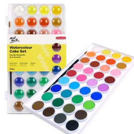Mont Marte Watercolour Paint Set, 36 Vibrant Colours with 1 Paint Brush, Ideal for Watercolour Painting