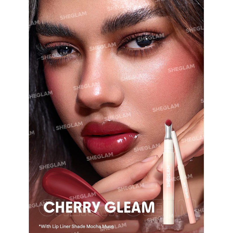 SHEGLAM Hydrating Lip Gloss Cruelty-Free Plumping Peptides-Cherry Gleam