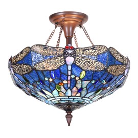 Capulina Hand-Crafted Tiffany Dragonfly Kitchen Island Light, Tiffany Pendant Lamp, Hanging Tiffany Style Lamp, Tiffany Kitchen Chandelier, Tiffany Hanging Lights, Tiffany Glass Chandelier for Kitchen