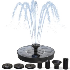 AMZtime Solar Fountain, 2025 Upgraded Solar Water Fountains with 6 Nozzles, Free Standing Floating Solar Powered Water Fountain Pump for Bird Bath, Garden, Pool, Pond and Outdoor
