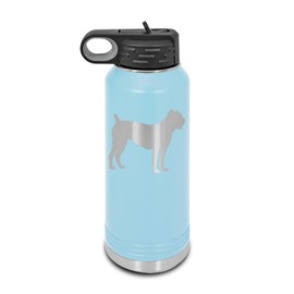 Cane Corso Laser Engraved Water Bottle Customizable Polar Camel Stainless Steel with Straw - Dog Canine pet Light Blue 32 oz