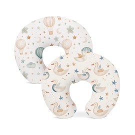 Nursing Pillow Covers 2 Pack, Breastfeeding Pillow Slipcovers Soft and Stretchy, Nursing Covers for Baby Girls Boys Newborn (Dreamy Swans)