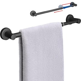 Adjustable Towel Rail Black with Drilling Adjustable from 30 cm to 57 cm, 304 Stainless Steel Towel Rail with Drilling for Bedroom, Bathroom and Living Room