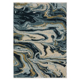 Homeroots 8' Navy Blue And Teal Abstract Runner Rug With Fringe