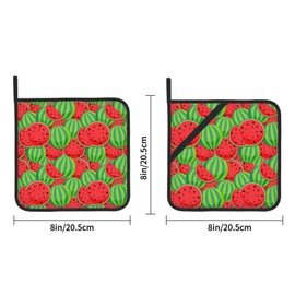 Watermelon Red Green Pot Holder Set of 2 Pot Holders for Kitchen Heat Resistant Potholders pad Hot Pads for Kitchen Counter Potholder with Loop Pot Holders for Cooking Grilling and Baking