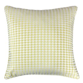Homey Cozy Jacquard Cotton Throw Pillow Cover,Lime Green Houndstooth Modern Silk Plaid Textured Sofa Couch Decorative Pillow Case 20x20,Cover Only
