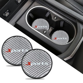 2PCS Car Cup Holder Coaster, Carbon Fiber Non-Slip Embedded Coasters, Universal 2.75Inch Cup Holder Insert Coaster Pad, Sports Racing Durable Drink Mat, Car Interior Accessories for Women Men (Silver)
