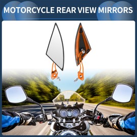 INFINAUTO Motorcycle Rear View Mirrors Bar End Side Mirrors Mount Aluminum Alloy Plastic Orange Adjustable M8/M10 Triangle Shape