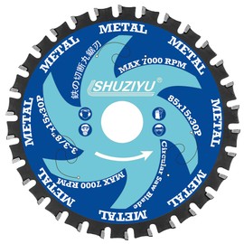3-3/8" (85mm)-30T, Metal Working Circular Saw Blade, Arbor 15mm with 10mm Wahser, Use on All Brand 15mm Arbor Cordless Saw, Metal, Steel Iron Bar, Sheet, Angle Cutting