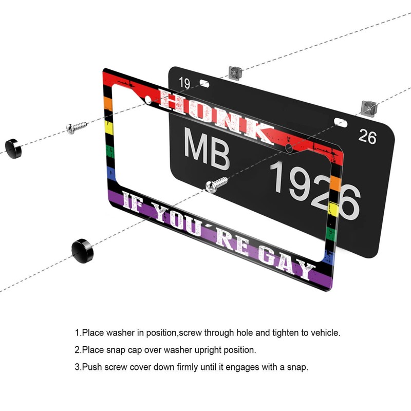 Honk If You're Gay License Plate Frame Pride Funny Stainless