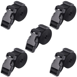 FINGOOO Cargo Strap, 5-Pack, Luggage Fastening Belt, Load-Tightening Band, Tie-Down Belt, Fastening Band, Binding Band, Packaging, Anti-Seismic, Black (Length 2 m, Width 2.5 cm)