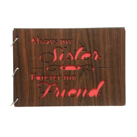 Sehaz Artworks Always-My-Sister-A4 Wooden Scrapbook Photo Album for Memorable Gift on Brother, Sister, Cousins, Bro Sis, Birthdays, Valentines Day, Anniversary