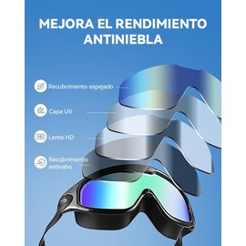 2 Piezas Gafas De Natación Con Visión Gran Angular,Protección Antivaho Y UV,Con Tapones Para Los Oídos,Pinza Nasal Y Gorro De Natación,Aptas Para Hombres Y Mujeres (Transparente+Naranja)
