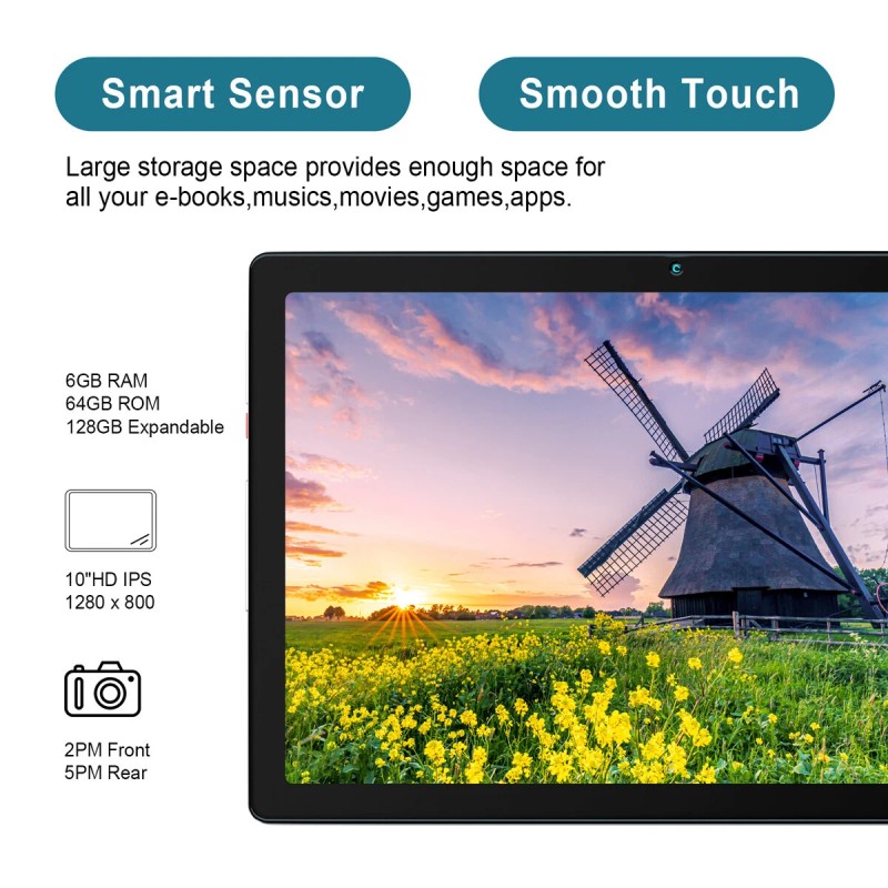 Jeazans 2025 Tablet 10 inch Android 13 Tablet 6+64GB 1280x800