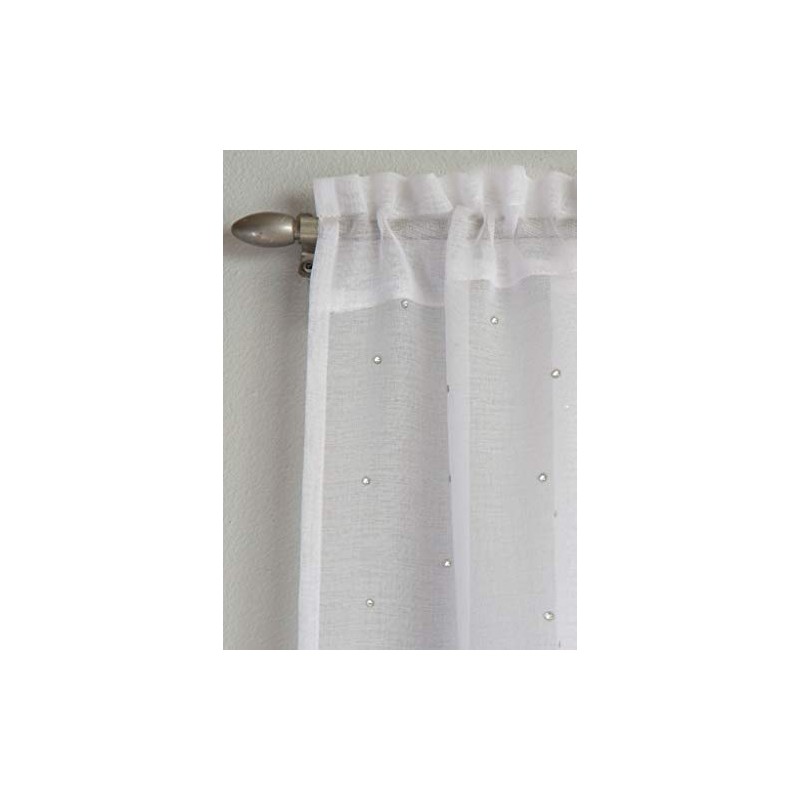 Tyrone Textiles Ltd Jewel White Diamante Voile Panel (Drop -