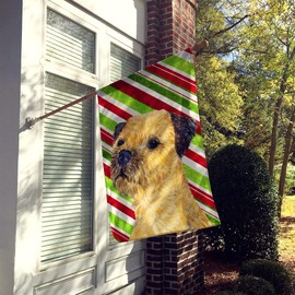 Caroline's Treasures LH9233CHF Border Terrier Candy Cane Holiday Christmas House Flag Large Porch Sleeve Pole Decorative Outside Yard Banner Artwork Wall Hanging, Polyester, House Size, Multicolor