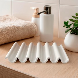 PurePrint3D PLA Soap Dish - Wavy Non-Slip Soap Dish with Drain, Sustainable, Hygienic and Easy to Clean (White)