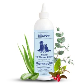 Dog Ear Cleaner Solution for Dogs & Cats by Shiny Paw 16 oz | Wintergreen, Camphor & Aloe – Gentle Ear Flush for Pets Health | Dog Ear Wash | Made in The USA