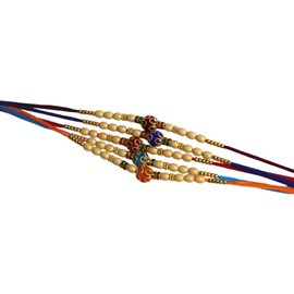 Handicraft Storerom presents Traditional Designer Rakhi for Brother on Raksha Bandhan gifting(Set of 5 valvate round Rakhi)