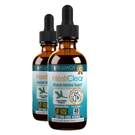 Rejuvica Health IntestiClear - Advanced Intestinal Cleanse Support for Humans - All-Herbal Liquid Formula for Fast Absorption - Bonus Liver Support - Wormwood, Black Walnut, Ginger and More